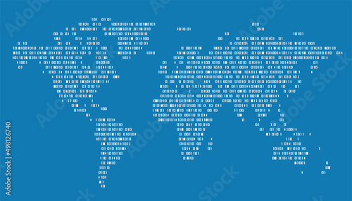 World map of binary computer code