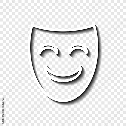 Mask simple icon vector. Flat desing. White with shadow on transparent grid.ai