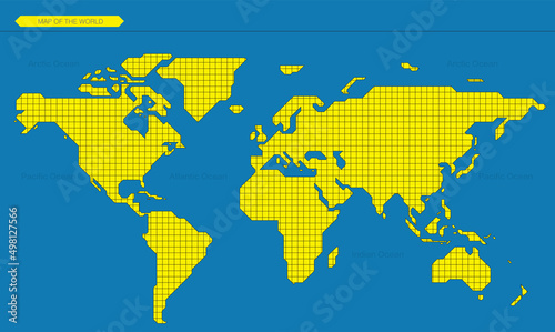 Minimalist straight line map of the world, vector background