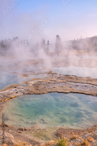 Thermal Hot Pool and Steam in Yellowstone