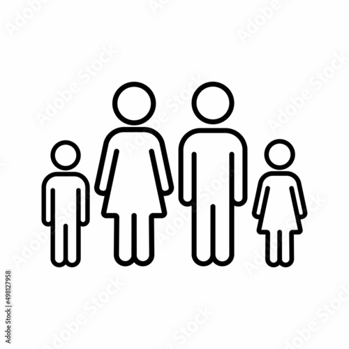 Family icon vector illustration. Mother, father, daughter and son design concept. Outline style