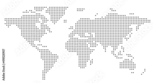World map of dots, led uppercase English alphabet, vector illustration