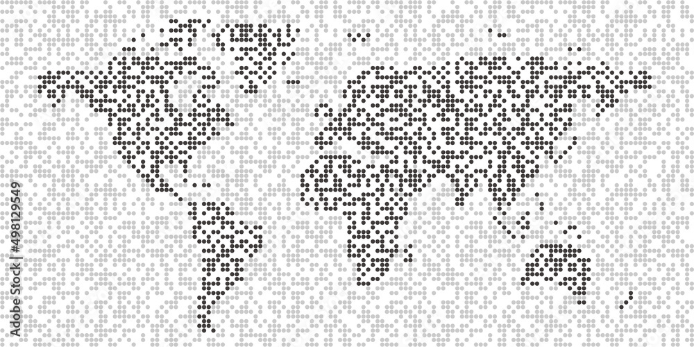 Fototapeta Map of the world with pattern of polka dots. Seamless