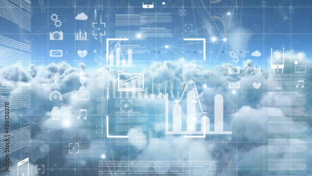 Animation of data processing over clouds Animation of data processing over clouds