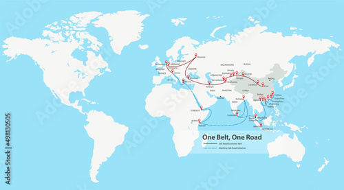 One Belt, One Road, Chinese strategic investment in the 21st century map.