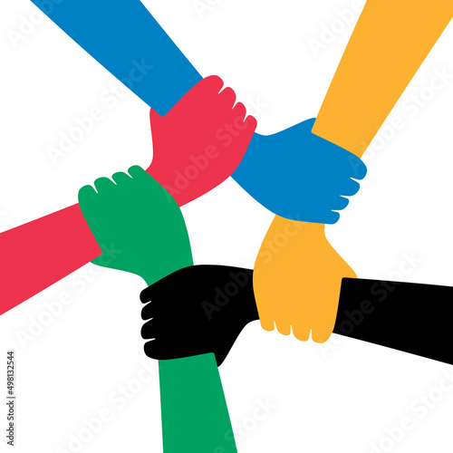 Five man shaking hands
