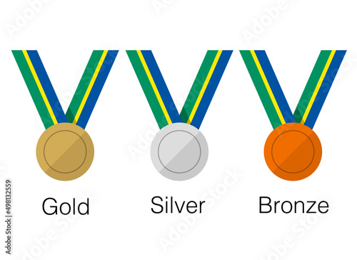 Bilde på lerret Golden sliver medals for winners vector illustration