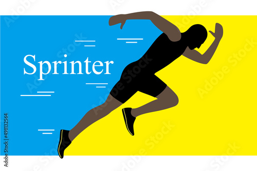 Sprinter leaving on the running track. explosive start vector illustration