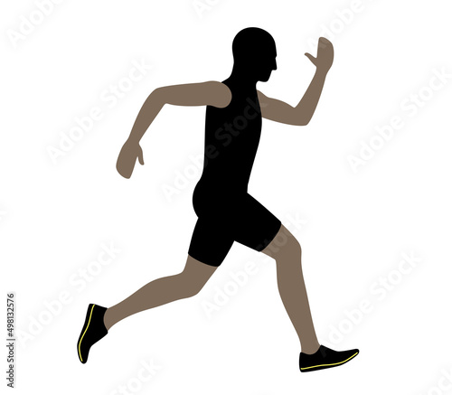 Sprinter are running, flat design vector illustration