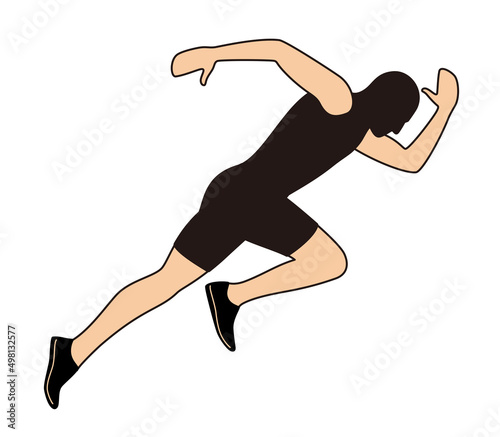 Sprinter leaving on the running track, explosive start, vector illustration