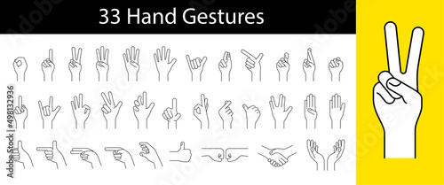 hand gesture icon set, vector illustration