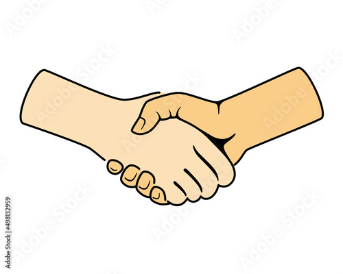 Wallpaper Mural Shaking hands, white background, vector illustration Torontodigital.ca