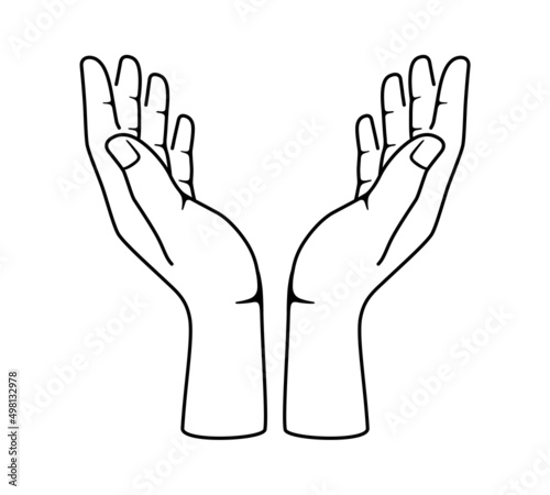 Two hands holding something. vector illustration