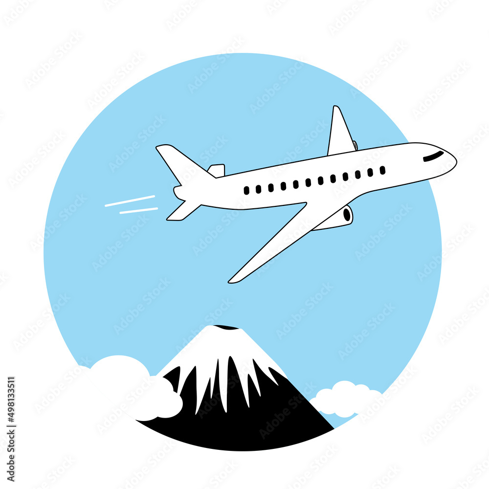 Fototapeta premium The plane fly over the snow mountain, vector illustration