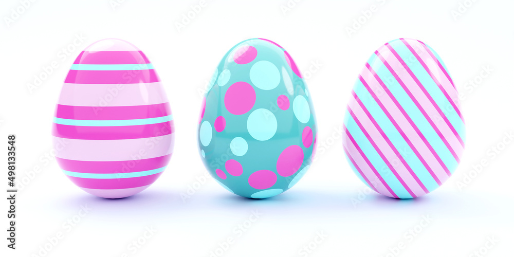 Colorful Easter Eggs Isolated on a White Backgrund. 3D Illustration. Colorful Easter Eggs Isolated on a White Backgrund. 3D Illustration.
