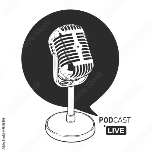 Podcast microphone line art logo