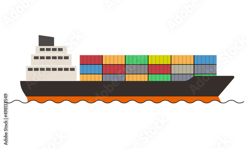 Cargo ship flat icon design vector illustration