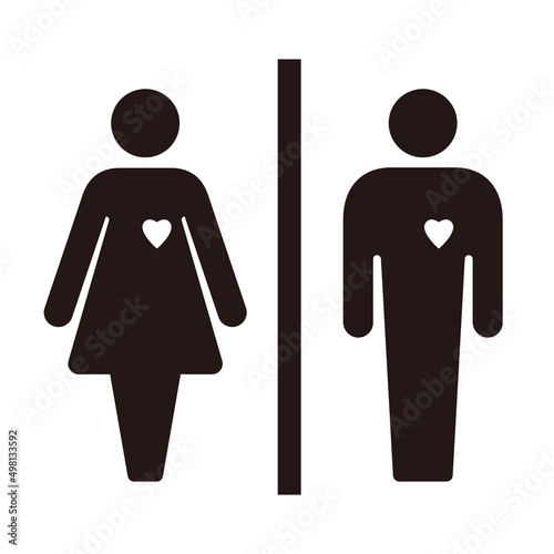 WC man and woman black icon design, vector illustration