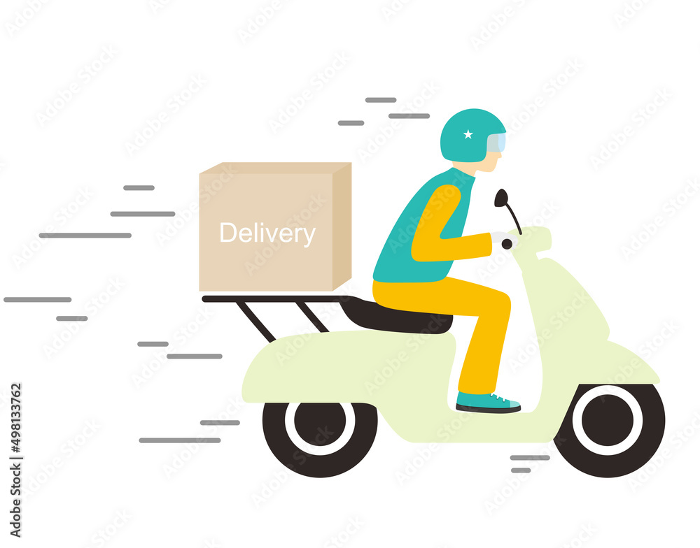 Delivery with motorcycle flat design vector illustration