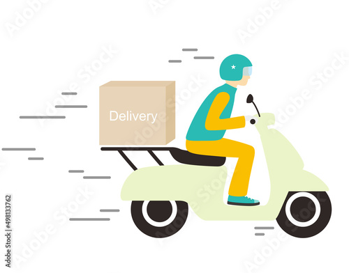Delivery with motorcycle flat design vector illustration