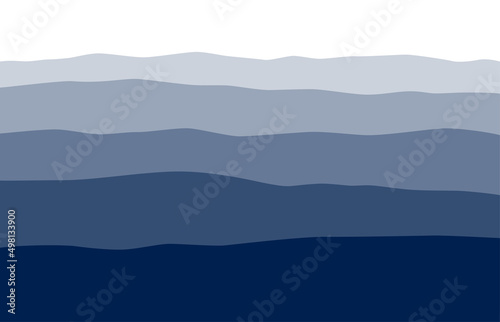 Mountain in fog, Chinese brush painting, vector illustration
