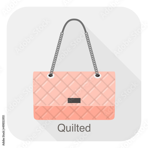 Fashion girl's handbag series, vector illustration, quilted bag