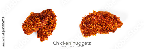 Chicken nuggets isolated on a white background.