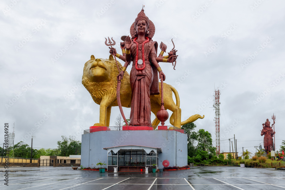 Giant sculpture Durga Mata and Lord Shiva at the Ganga Talao, Mauritius