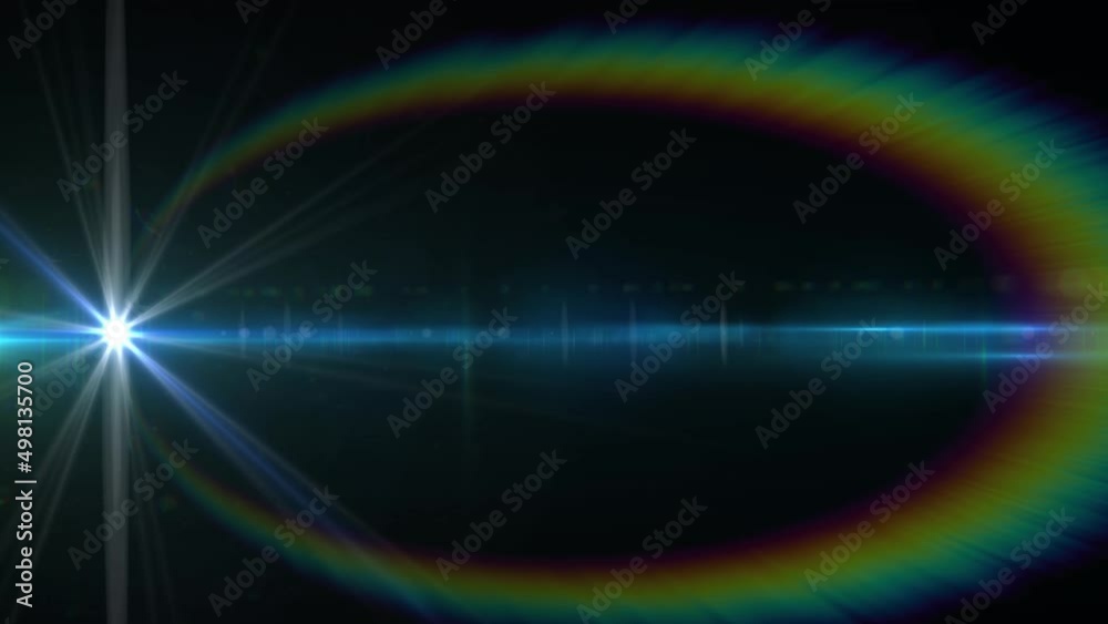 Animation of blue glowing light and prism moving on black background Animation of blue glowing light and prism moving on black background