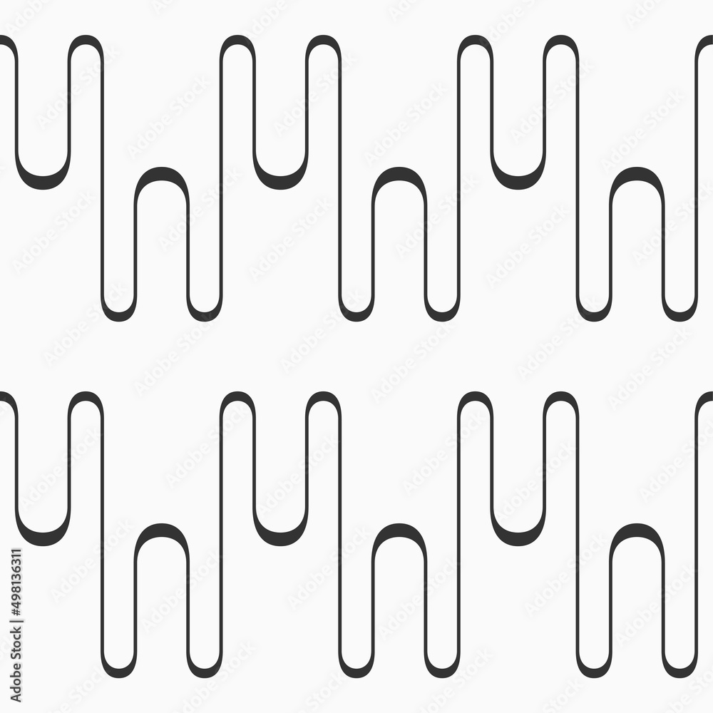 Abstract hand drawn seamless vector pattern with smooth wavy lines, stripes. Simple repeating wavy ornament. Black and white doodle pattern background. Abstract hand drawn seamless vector pattern with smooth wavy lines, stripes. Simple repeating wavy ornament. Black and white doodle pattern background.