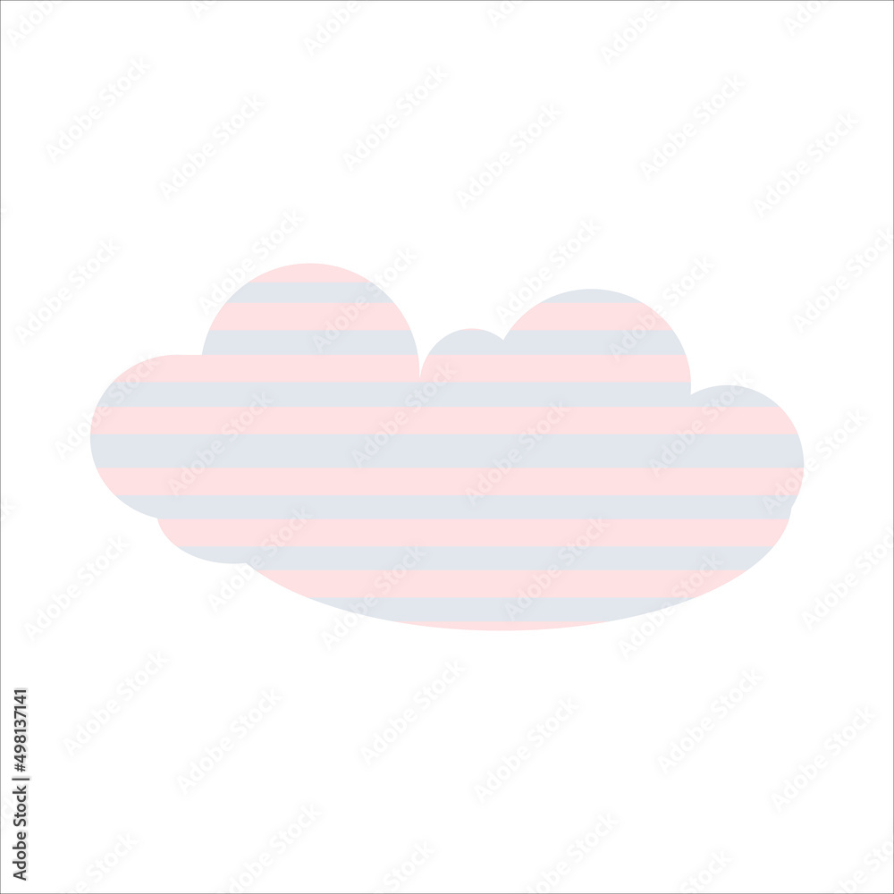 Pastel clouds. Decor for children's parties. Children's illustration, Cute print, vector. Isolated on a white background.