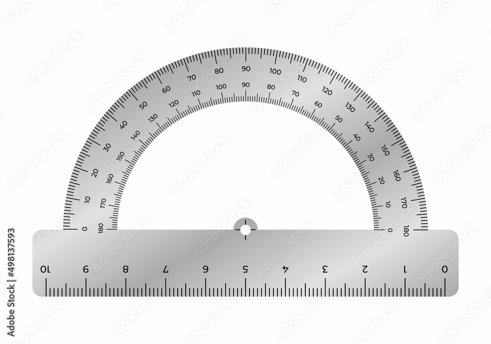 Vector illustration protractor ruler isolated on white background