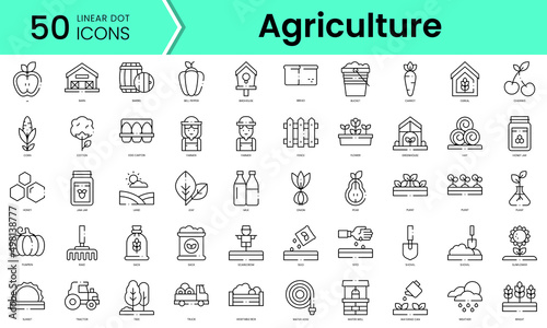 Set of agriculture icons. Line art style icons bundle. vector illustration