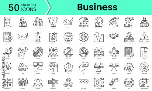 Set of business icons. Line art style icons bundle. vector illustration