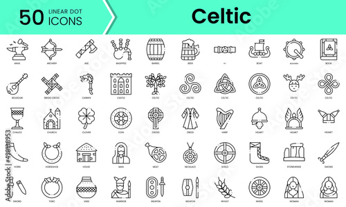 Set of celtic icons. Line art style icons bundle. vector illustration
