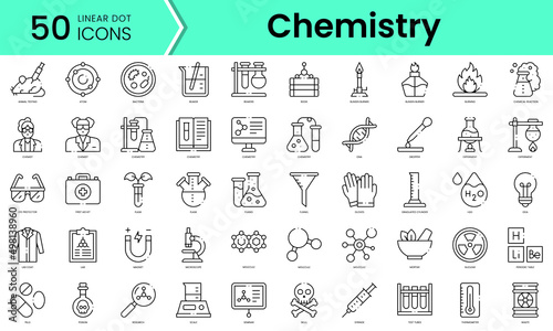 Set of chemistry icons. Line art style icons bundle. vector illustration