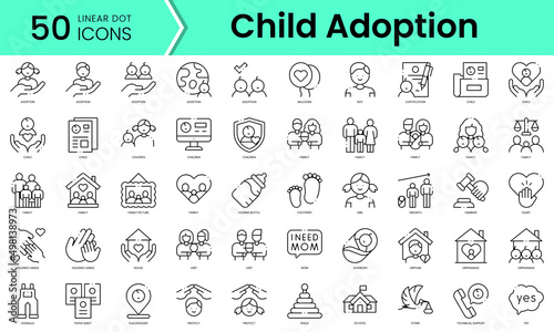 Set of child adoption icons. Line art style icons bundle. vector illustration photo