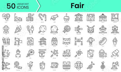 Set of fair icons. Line art style icons bundle. vector illustration