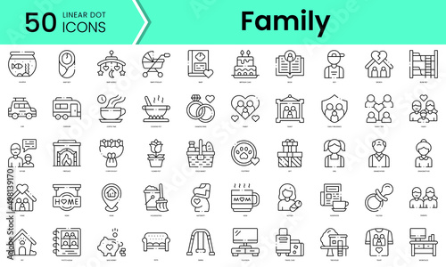 Set of family icons. Line art style icons bundle. vector illustration