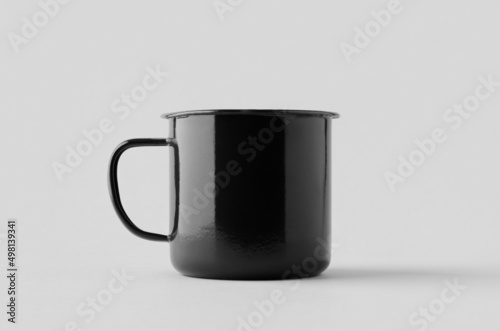 Black enamel mug mockup.