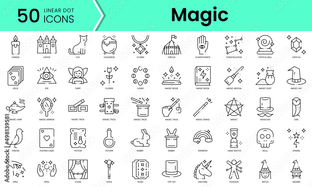 Set of magic icons. Line art style icons bundle. vector illustration