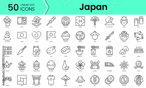 Set of japan icons. Line art style icons bundle. vector illustration