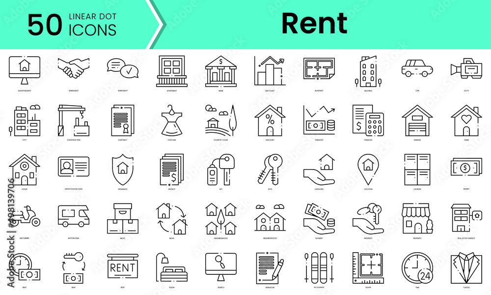 Set of rent icons. Line art style icons bundle. vector illustration