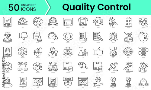 Set of quality control icons. Line art style icons bundle. vector illustration