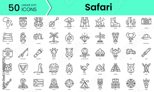 Set of safari icons. Line art style icons bundle. vector illustration