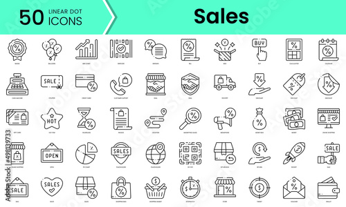 Set of sales icons. Line art style icons bundle. vector illustration