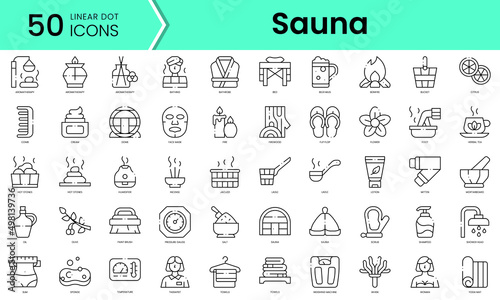 Set of sauna icons. Line art style icons bundle. vector illustration