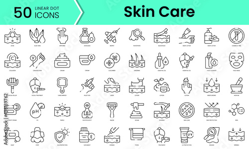 Set of skin care icons. Line art style icons bundle. vector illustration