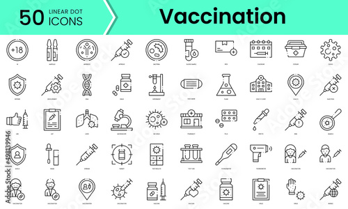 Set of vaccination icons. Line art style icons bundle. vector illustration