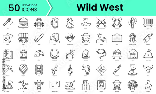 Set of wild west icons. Line art style icons bundle. vector illustration